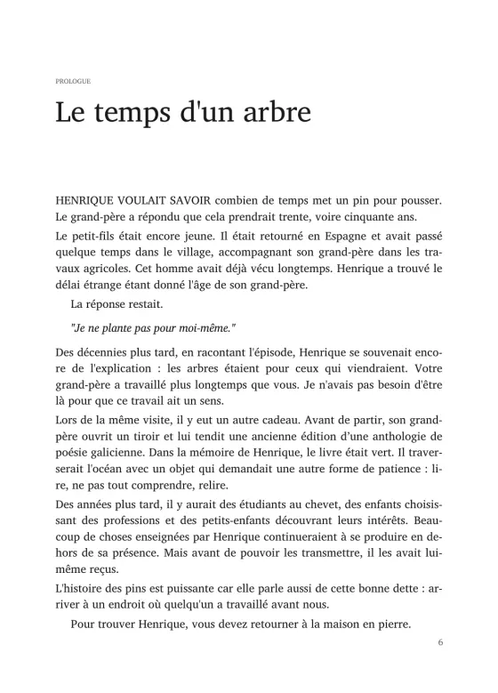 Page du livre exemple, chapitre « Le temps d'un arbre »
